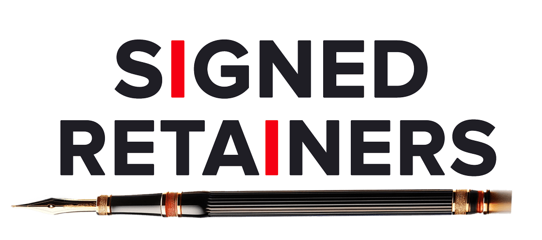 signedretainers.com logo showing the words over a pen