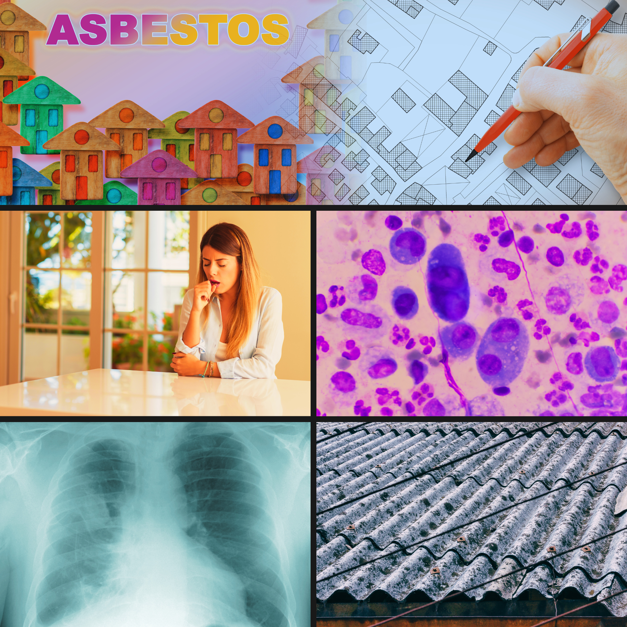 grid of images related to mesothelioma