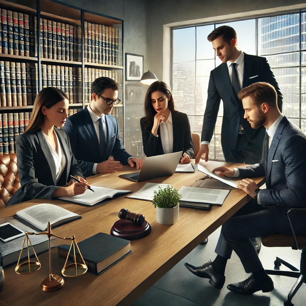 young lawyers hard at work in a bright office